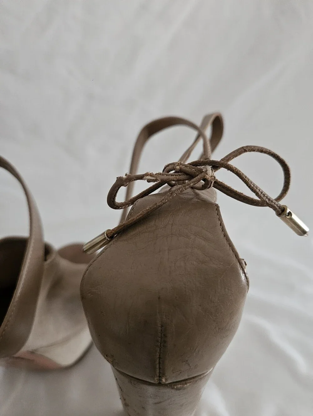 Aquazzura Beige Taupe Suede Platform Peep-Toe Heels